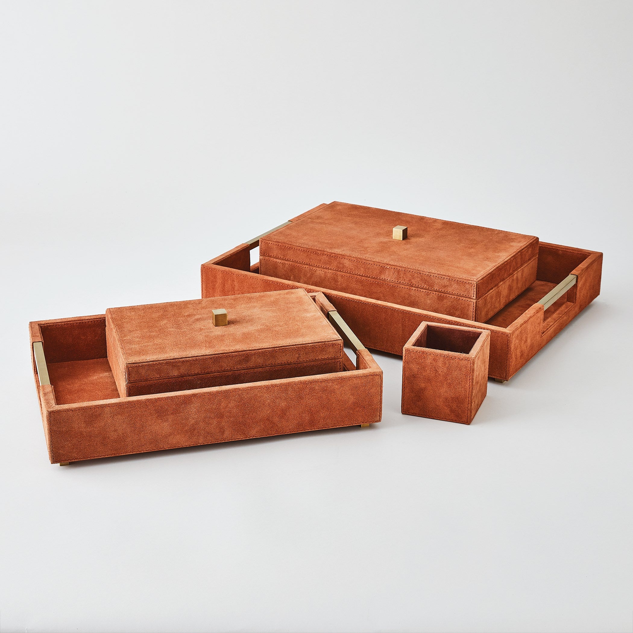 Global Views Posh Pencil Cup Rust Suede