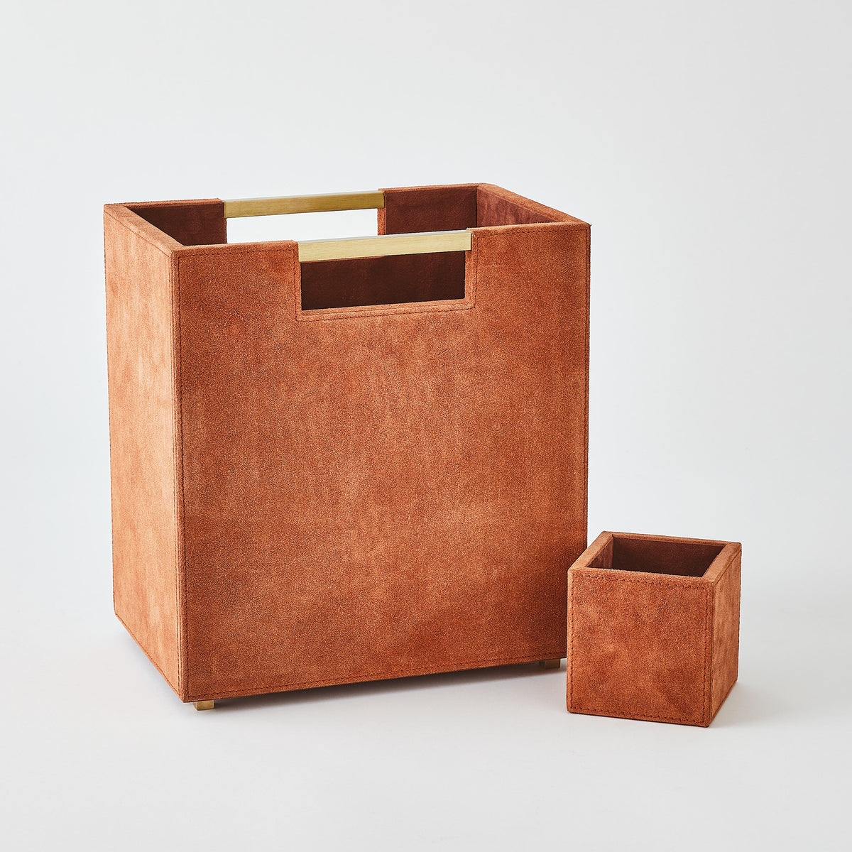 Global Views Posh Pencil Cup Rust Suede