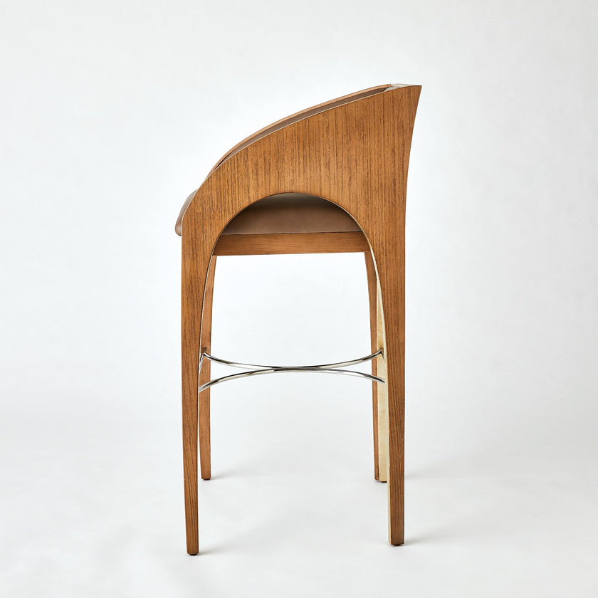 Global Views Arches Bar Stool-Nutmeg/Champagne