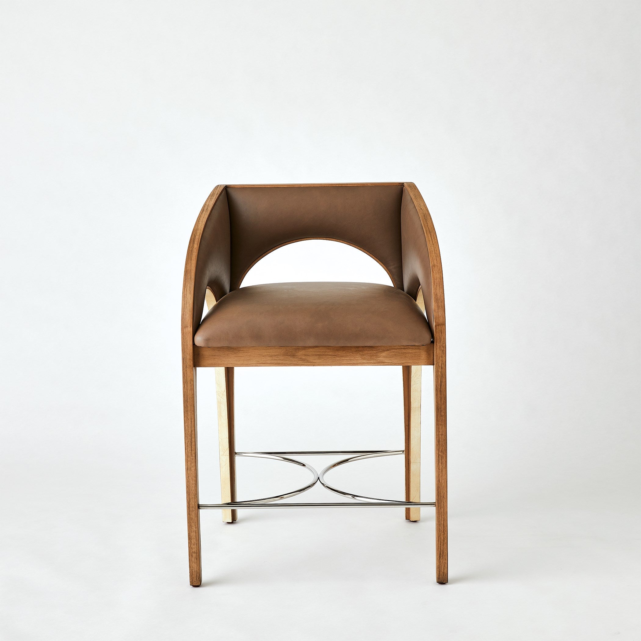 Global Views Arches Counter Stool-Nutmeg/Champagne