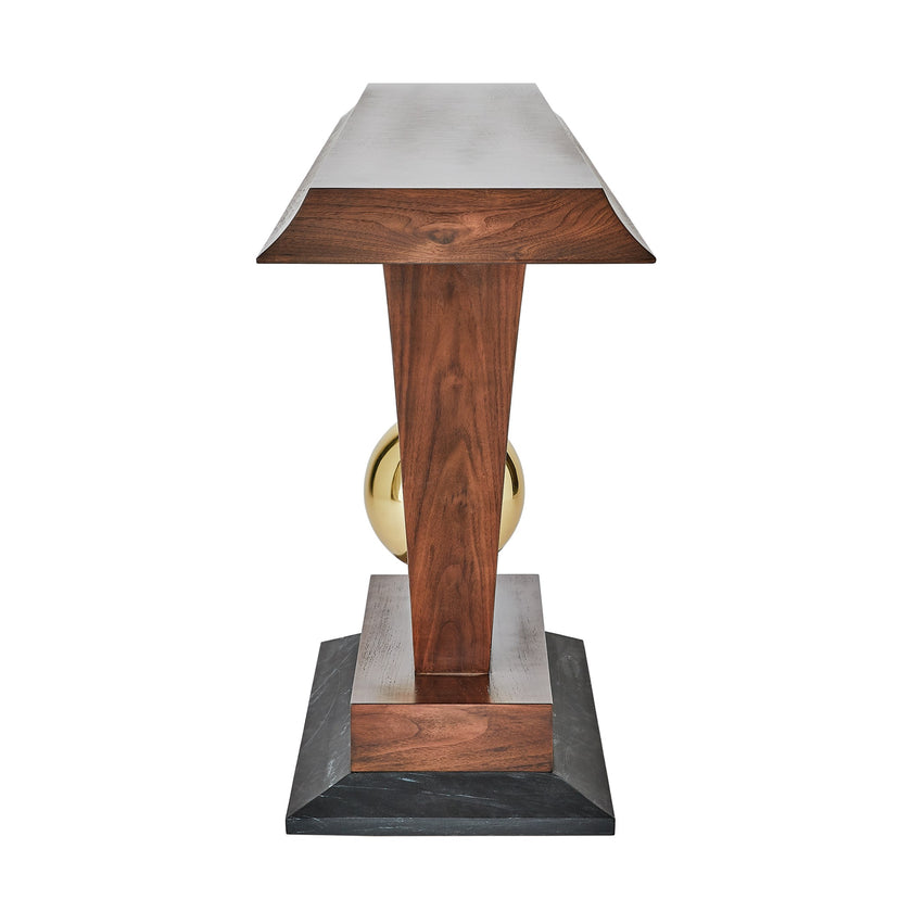 Global Views Colby Console Walnut/Brass