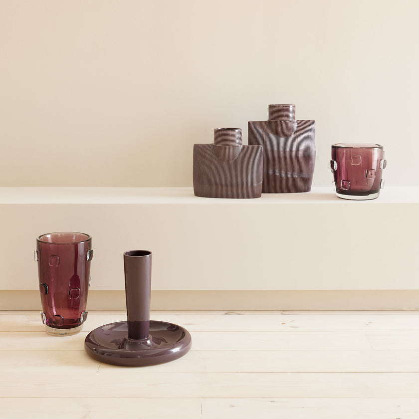 Global Views Ribbed Collar Vase Plum