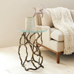 Global Views Twistwood Accent Table-Antique Brass