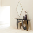 Global Views Elongated Diamond Mirror Brass