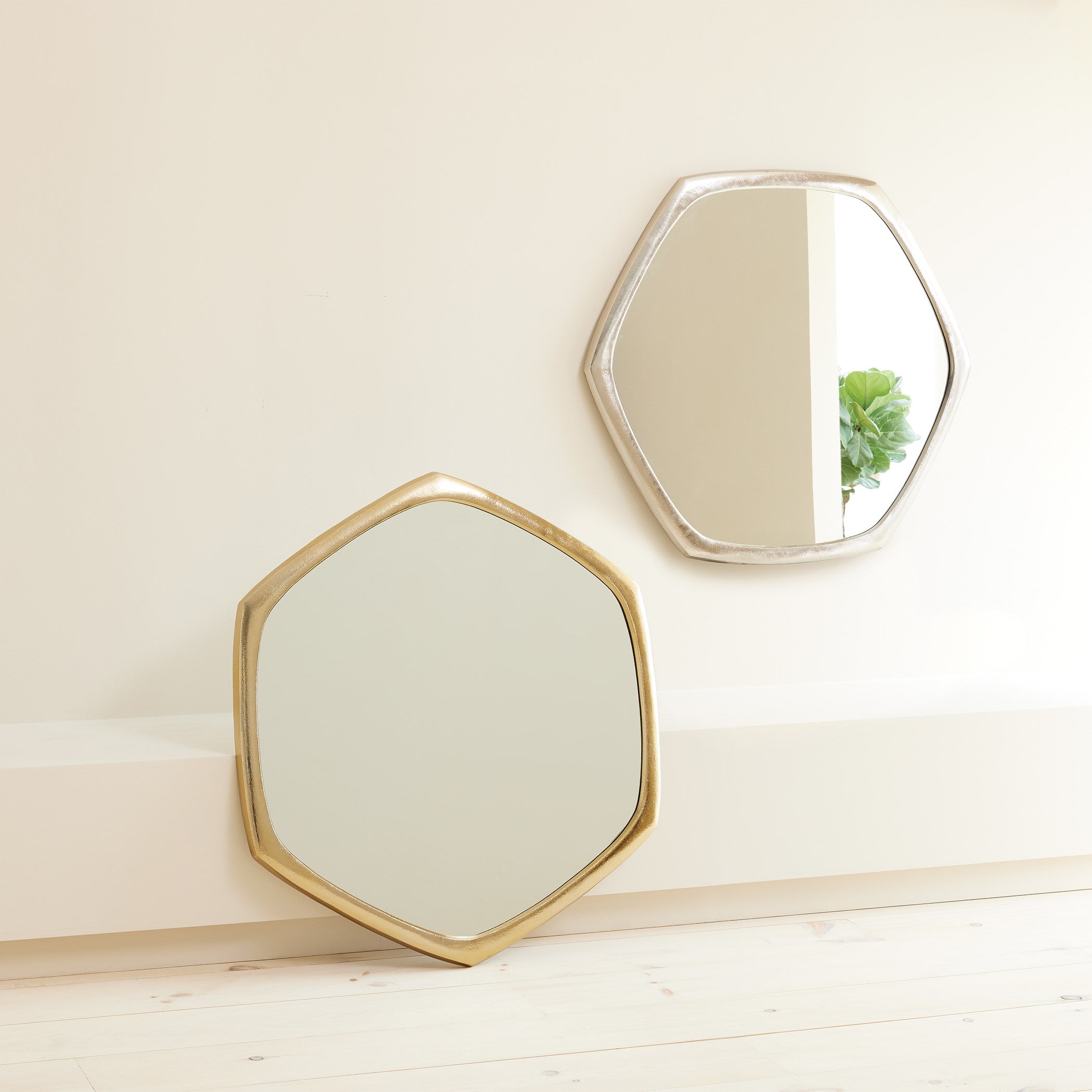 Global Views Hexagon Mirror-Gold