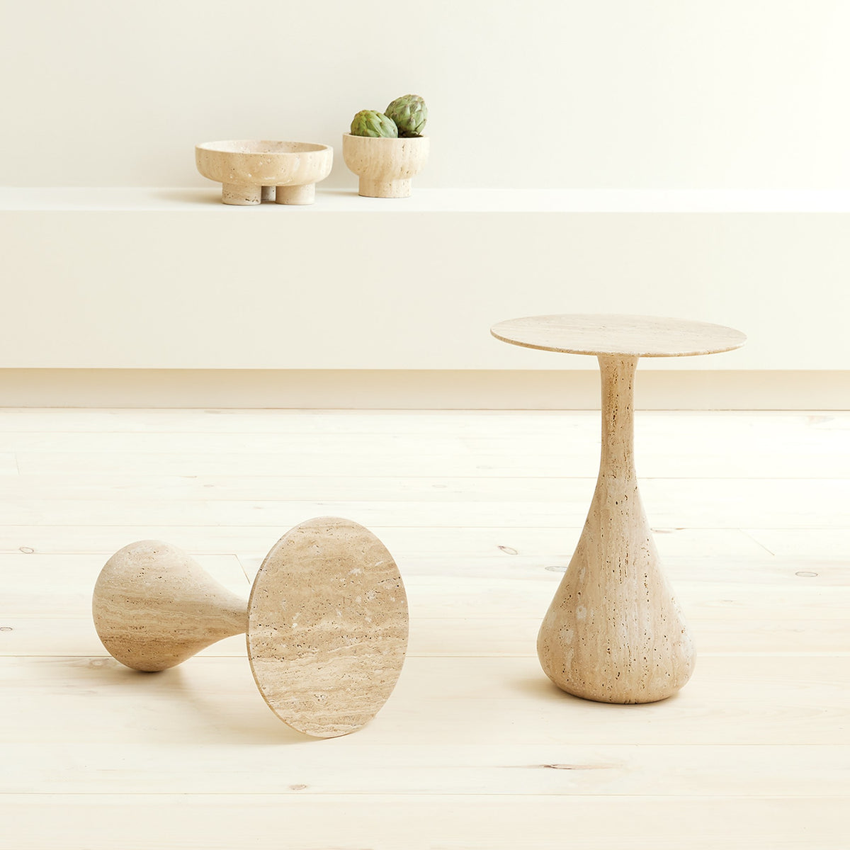 Global Views Dea Table-Travertine-Sm