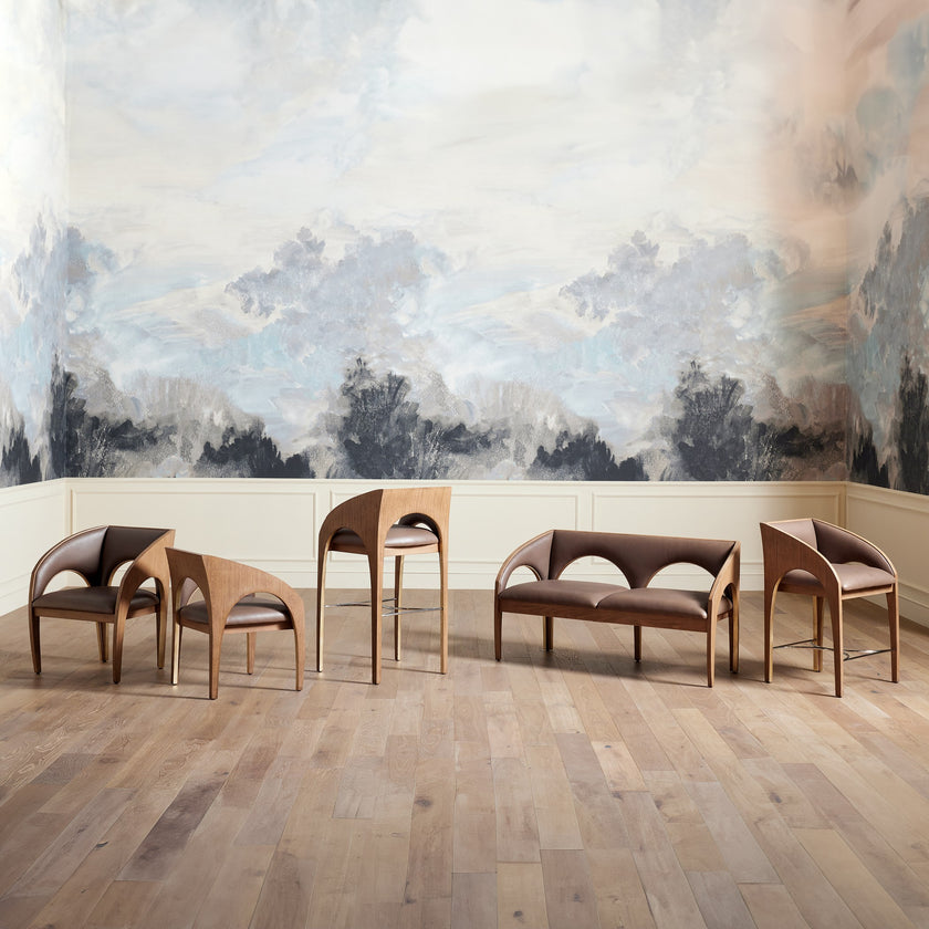 Global Views Arches Dining Chair-Nutmeg/Champagne