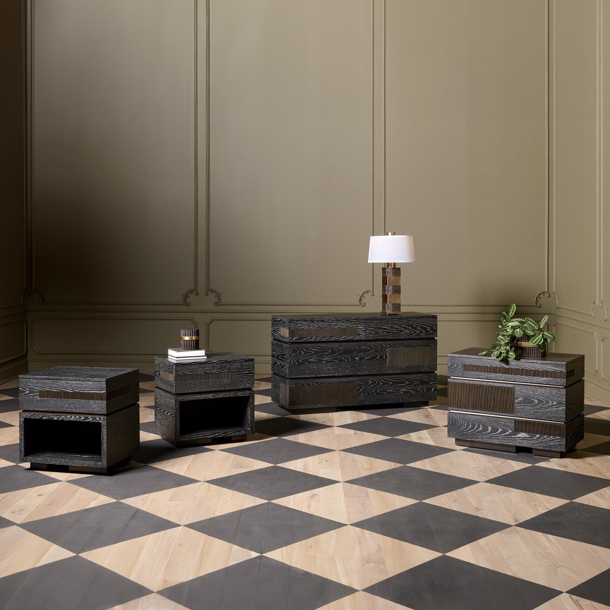 Global Views Brazil Dresser-Black Cerused Oak