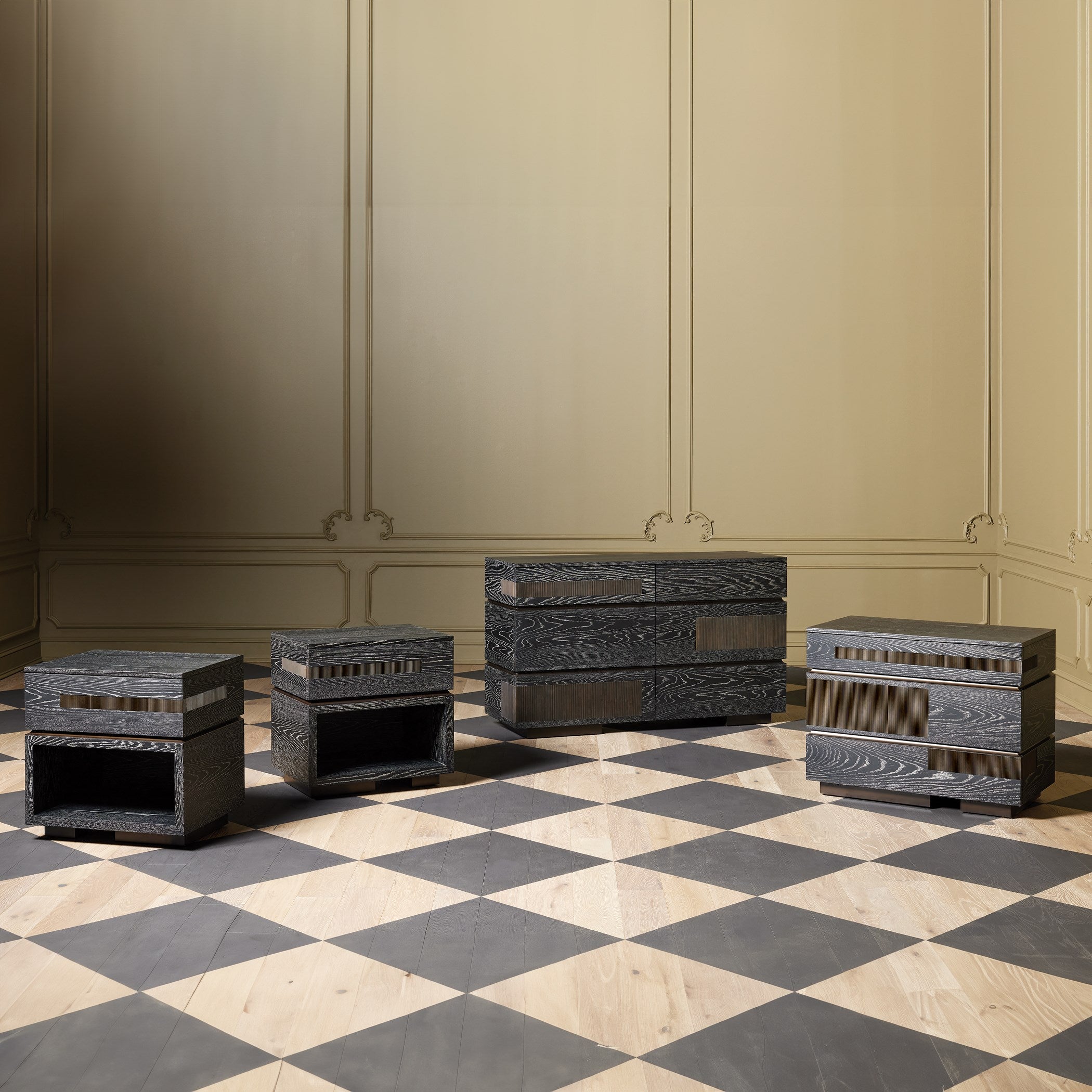 Global Views Brazil Chest-Black Cerused Oak
