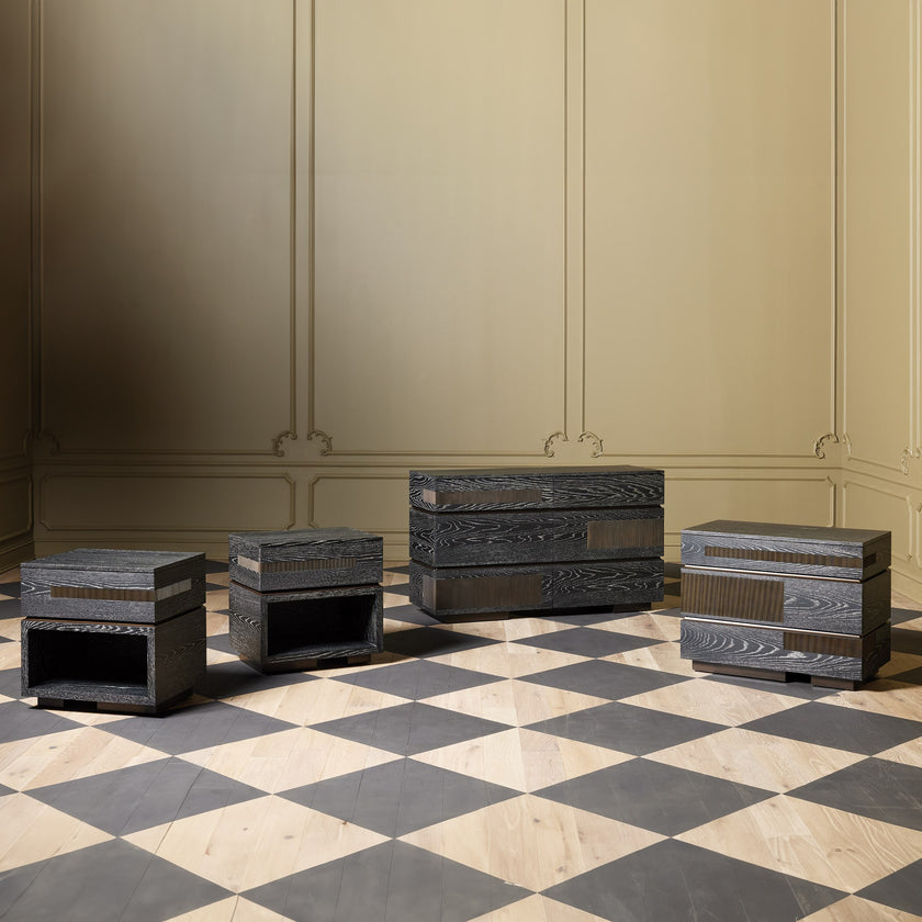 Global Views Brazil Chest-Black Cerused Oak
