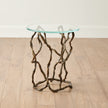 Global Views Twistwood Accent Table-Antique Brass
