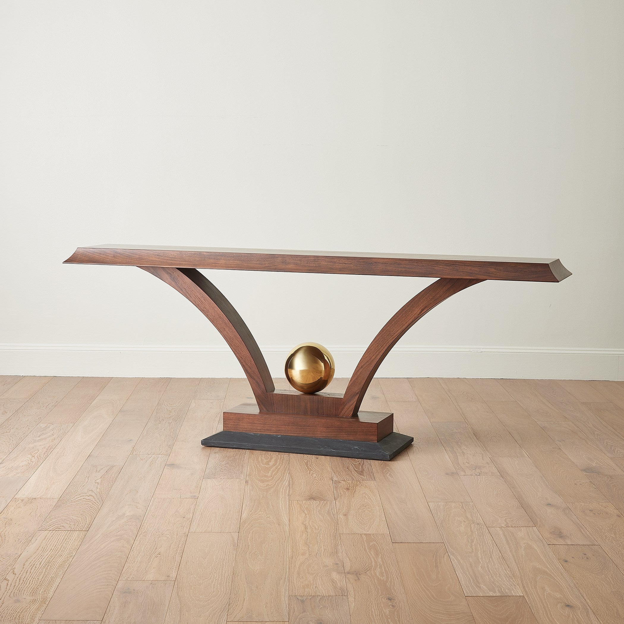 Global Views Colby Console Walnut/Brass