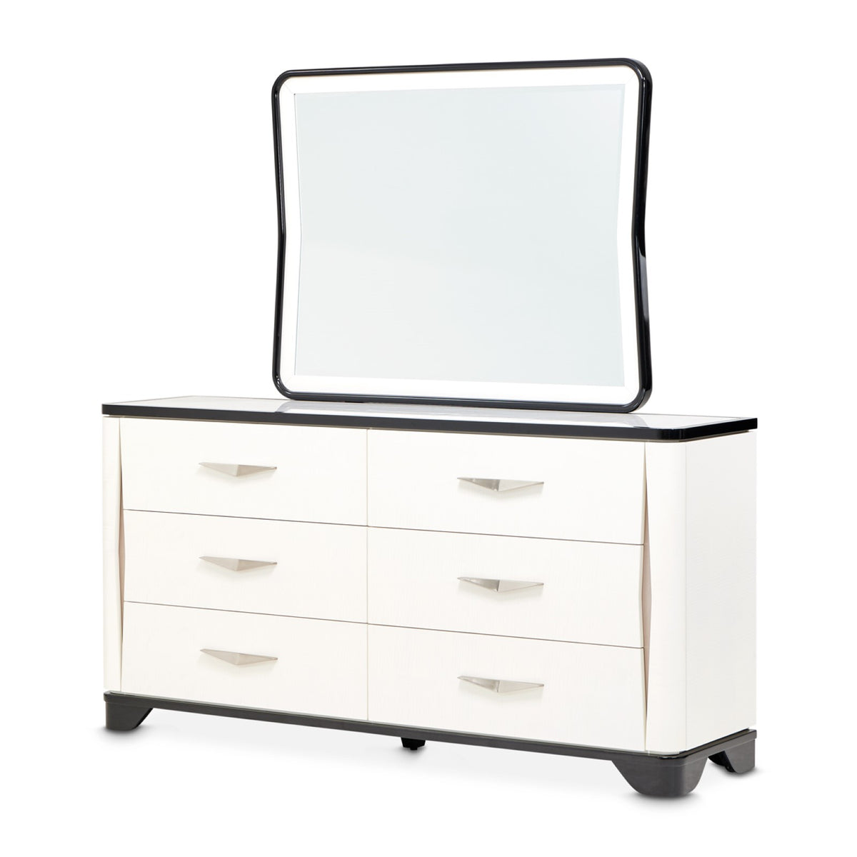 Michael Amini Tuxedo Dresser & Mirror - Piano Keyboard