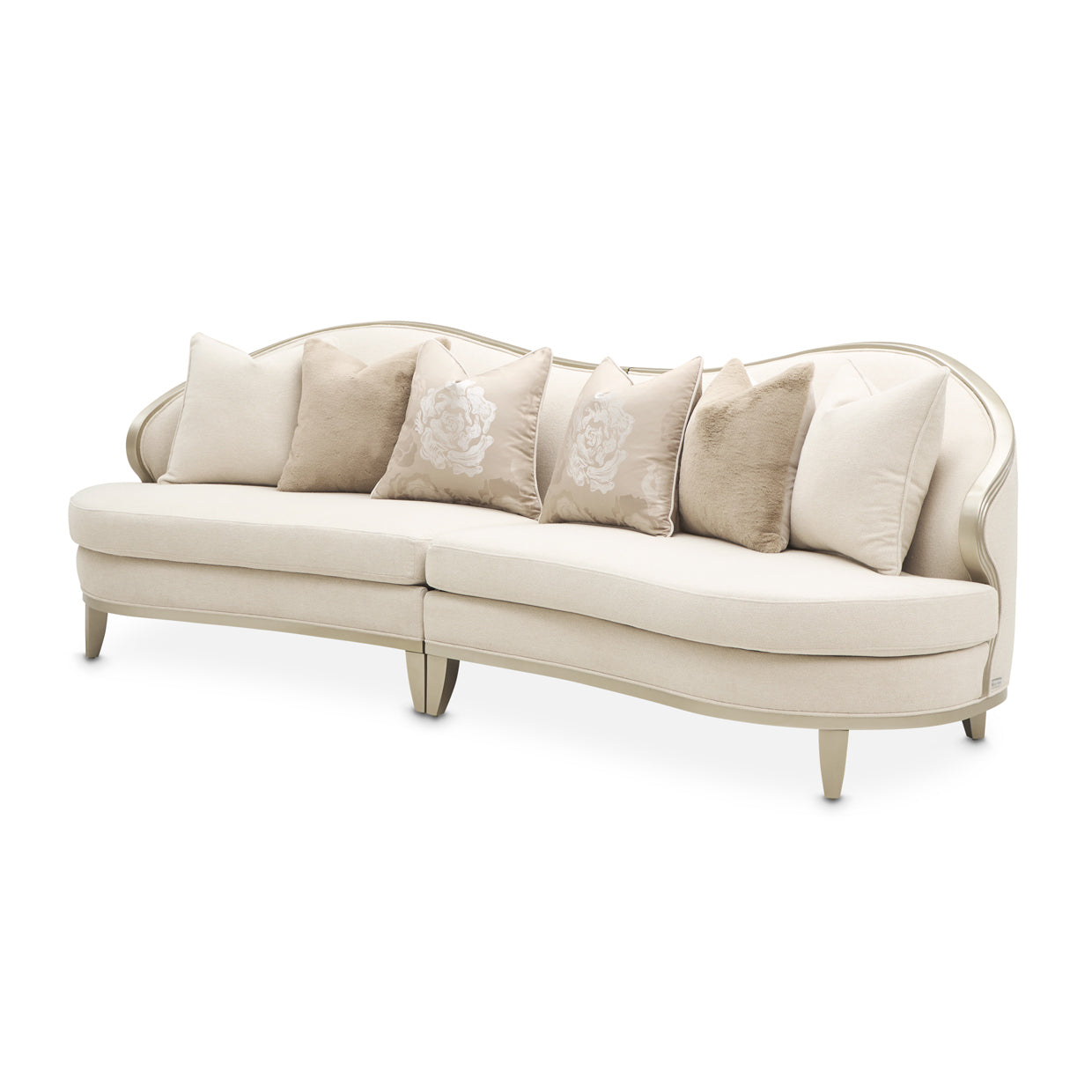 Michael Amini Camellia Field Caramel 2-Piece Sofa - Cornsilk/Champagne