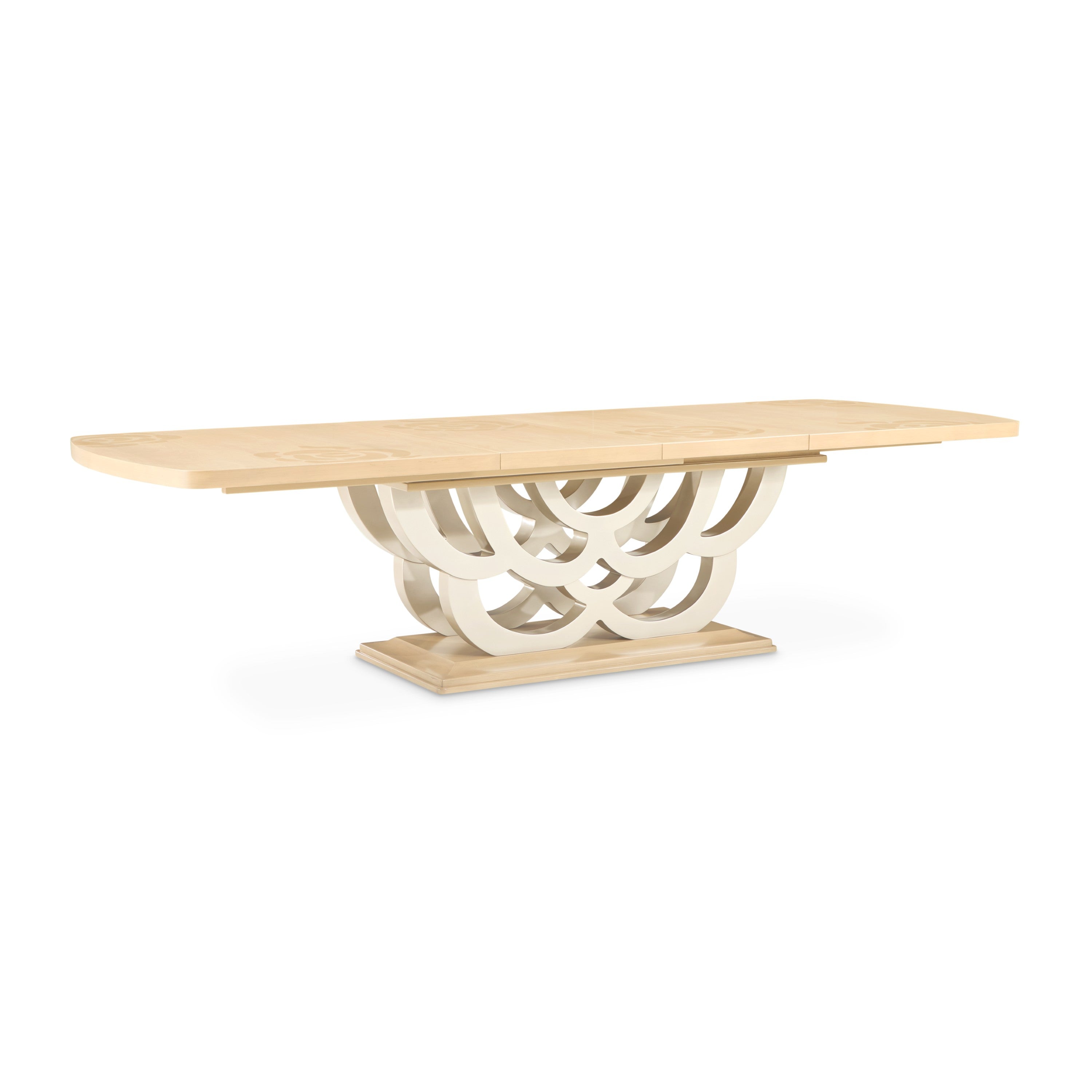 Michael Amini Camellia Field Rectangular Pedestal Dining Table - Caramel