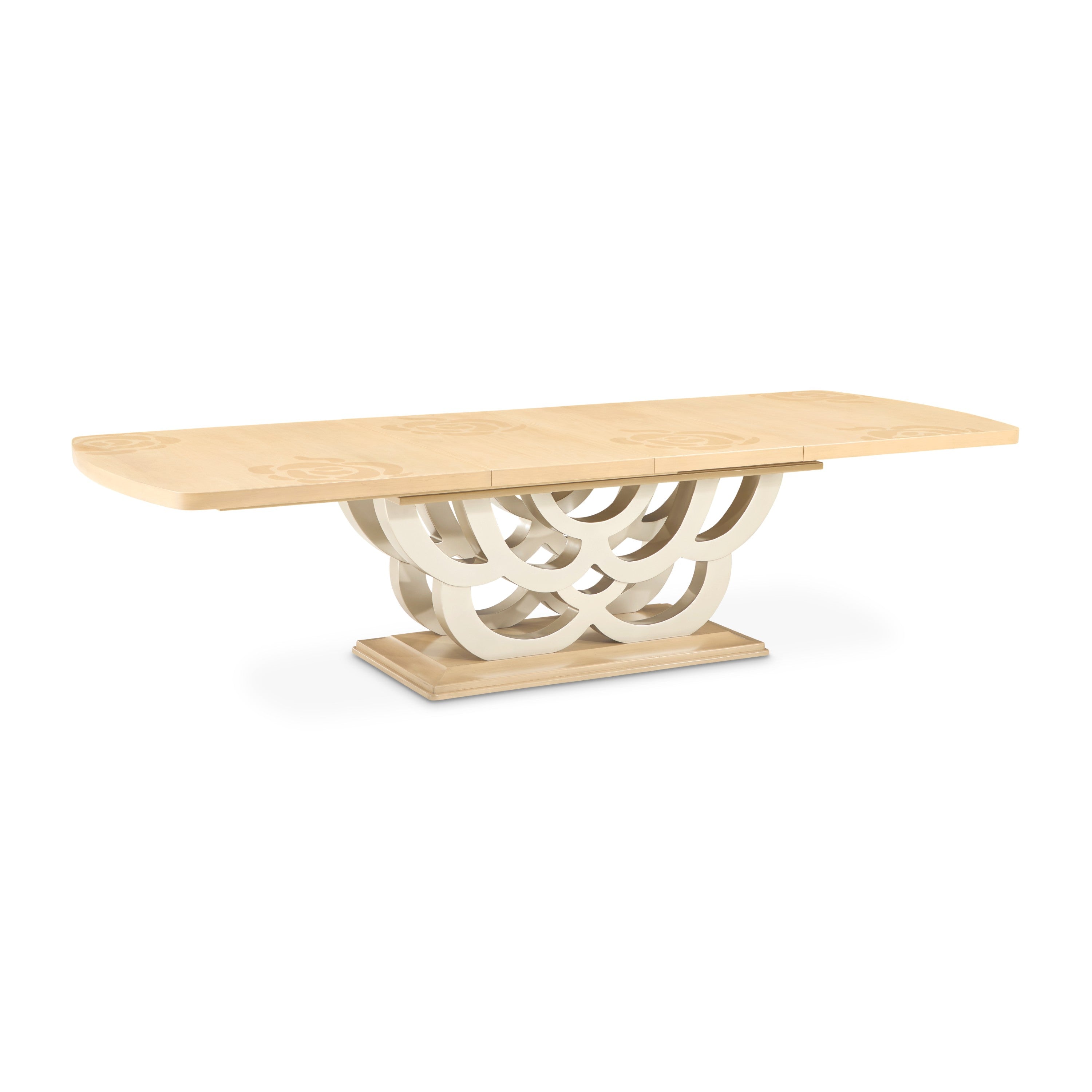 Michael Amini Camellia Field Rectangular Pedestal Dining Table - Caramel