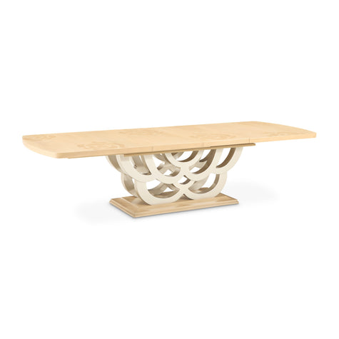 Michael Amini Camellia Field Rectangular Pedestal Dining Table - Caramel