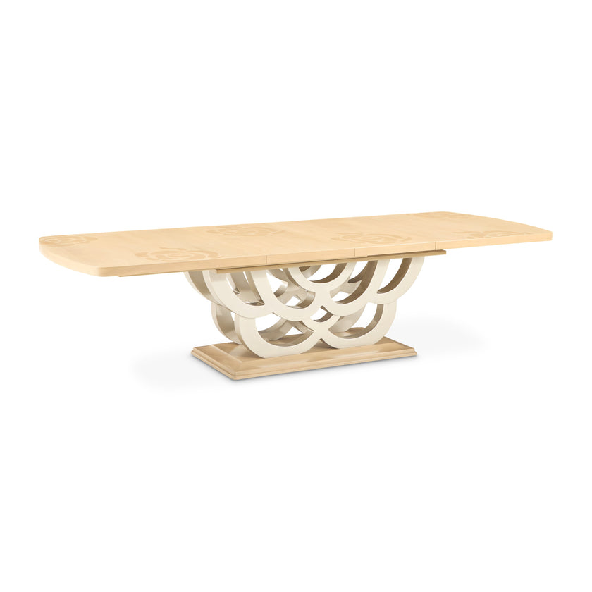 Michael Amini Camellia Field Rectangular Pedestal Dining Table - Caramel
