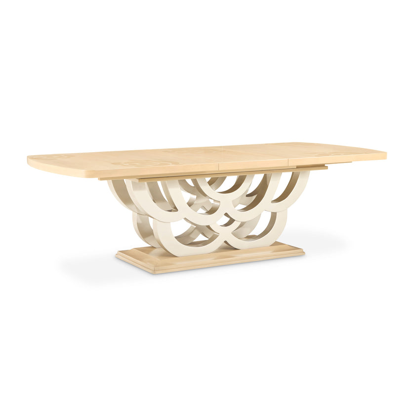 Michael Amini Camellia Field Rectangular Pedestal Dining Table - Caramel