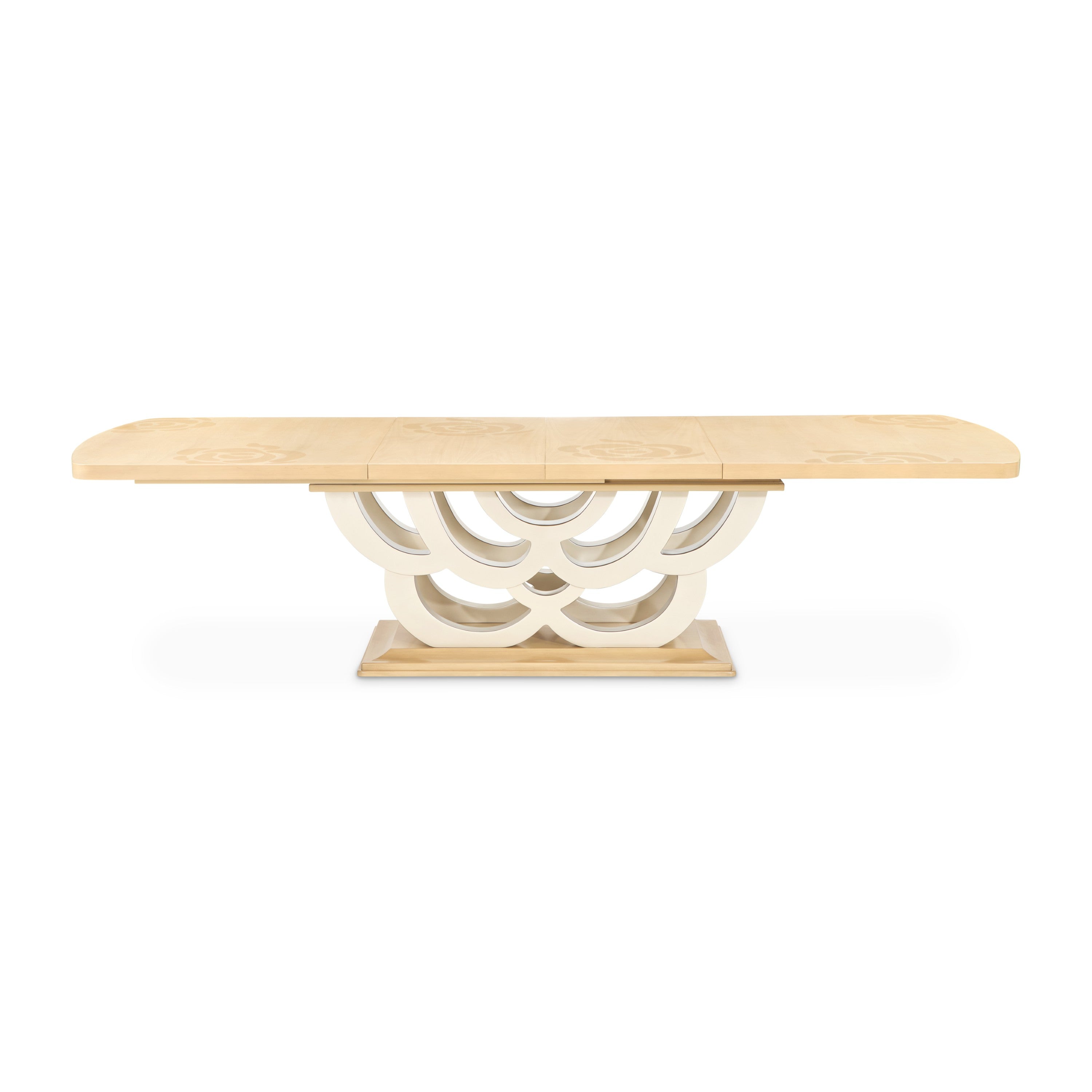 Michael Amini Camellia Field Rectangular Pedestal Dining Table - Caramel