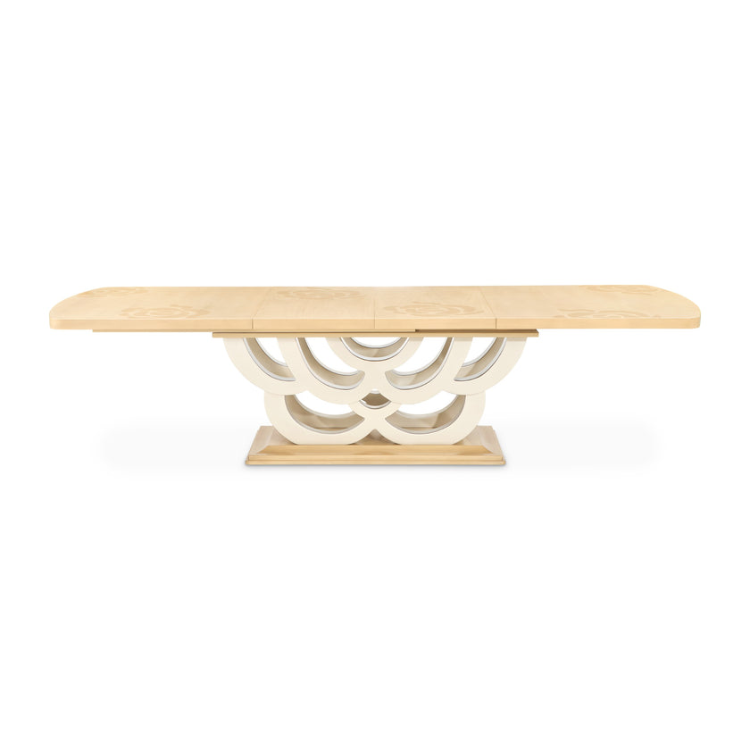 Michael Amini Camellia Field Rectangular Pedestal Dining Table - Caramel