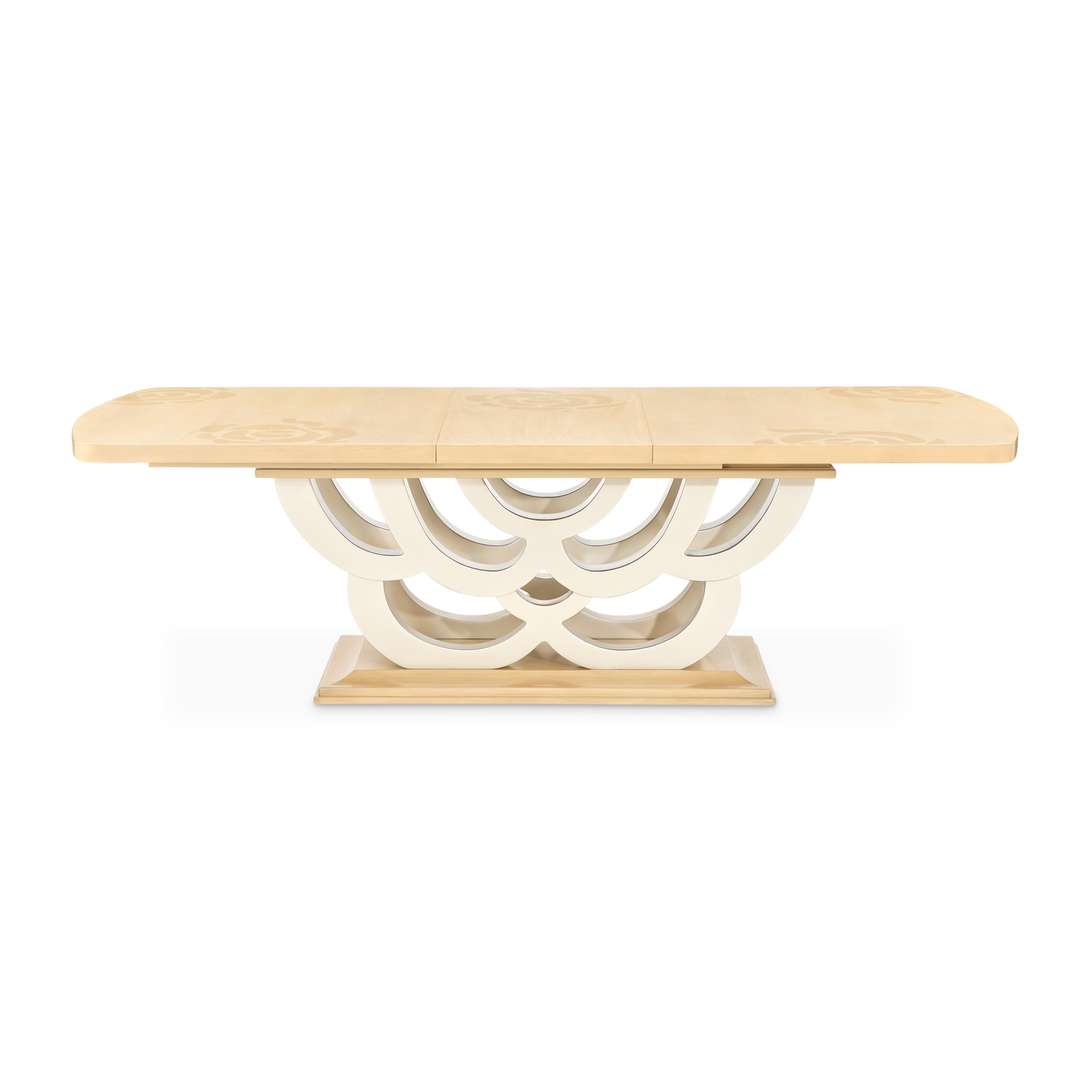Michael Amini Camellia Field Rectangular Pedestal Dining Table - Caramel