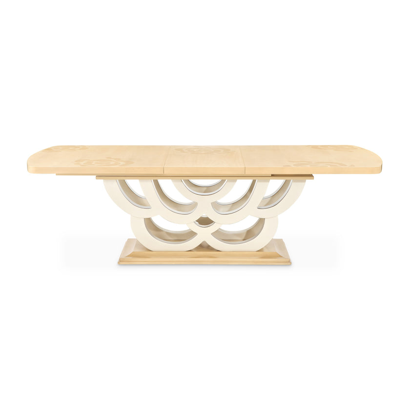 Michael Amini Camellia Field Rectangular Pedestal Dining Table - Caramel