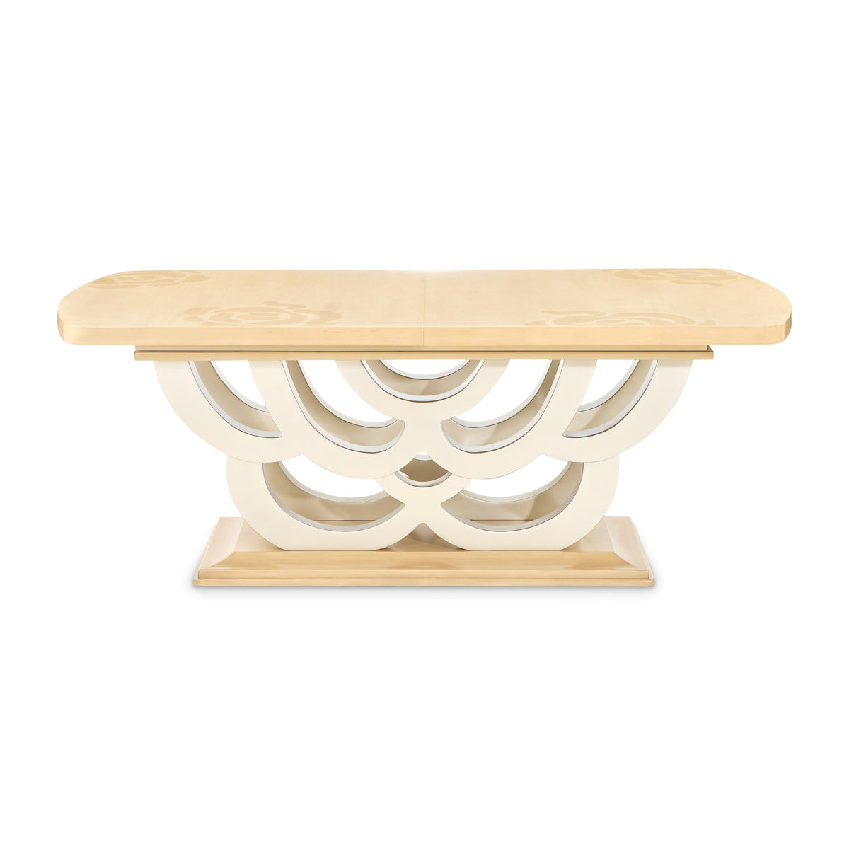 Michael Amini Camellia Field Rectangular Pedestal Dining Table - Caramel