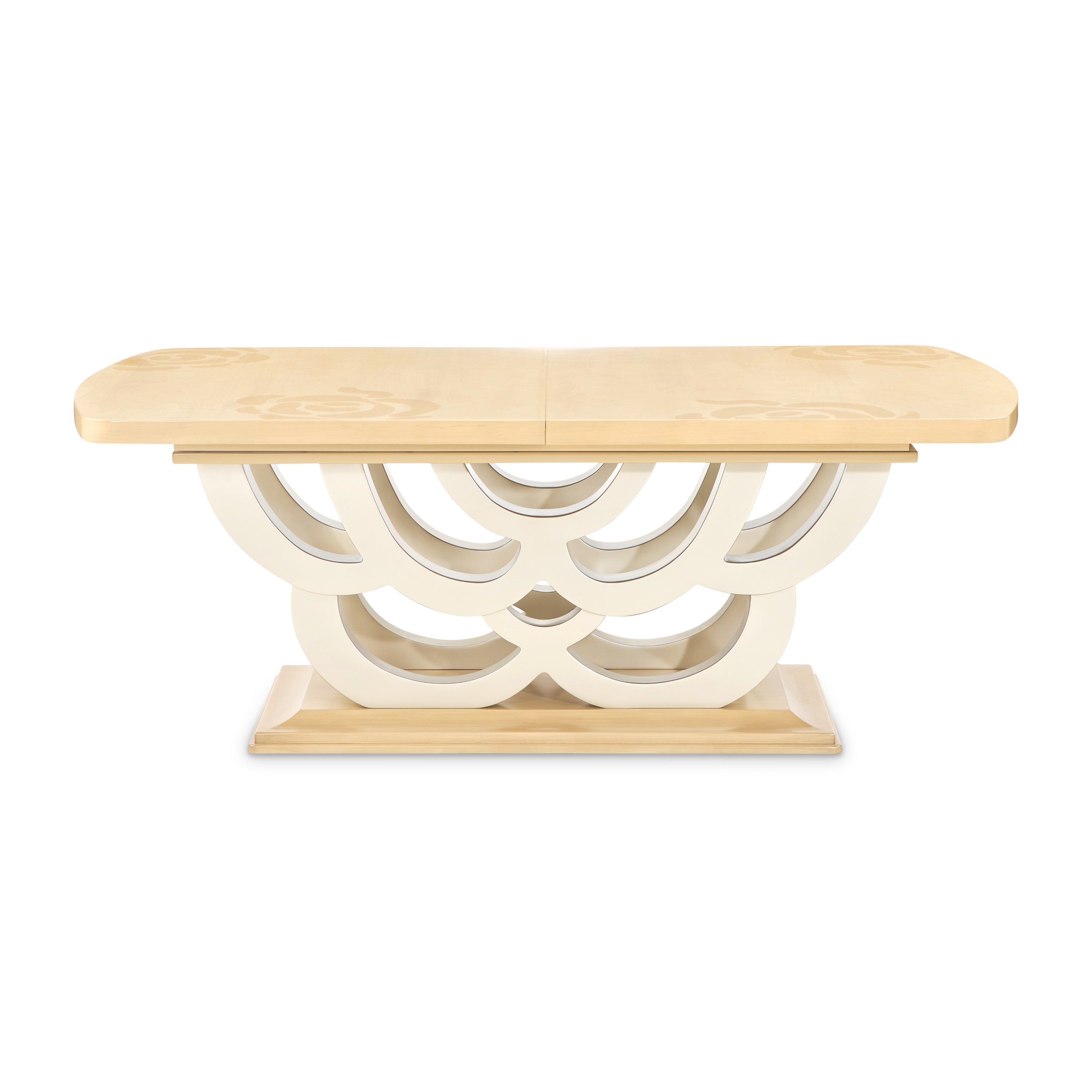 Michael Amini Camellia Field Rectangular Pedestal Dining Table - Caramel