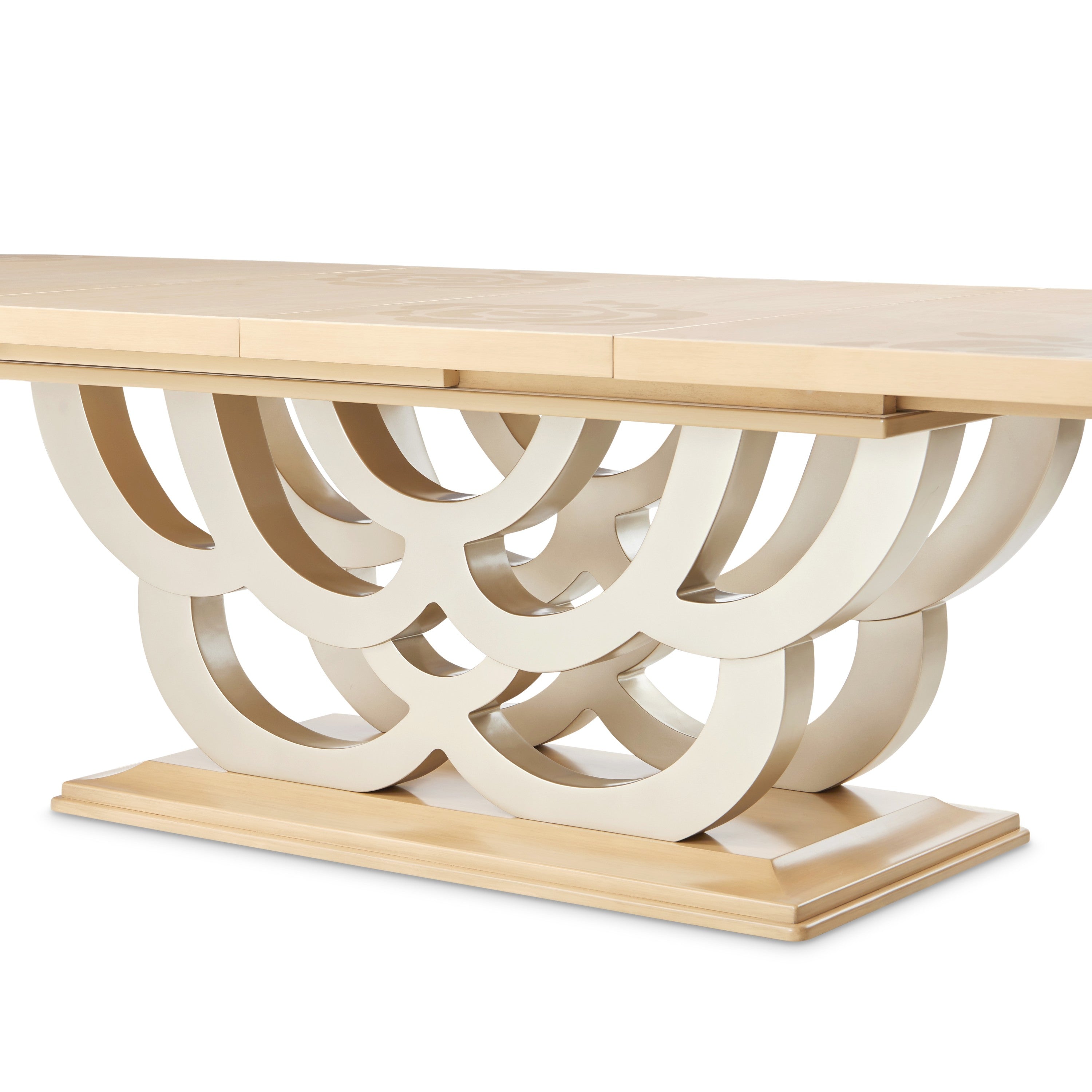 Michael Amini Camellia Field Rectangular Pedestal Dining Table - Caramel