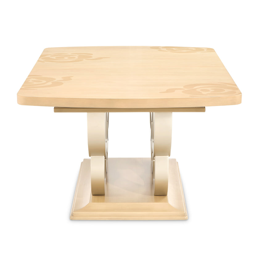 Michael Amini Camellia Field Rectangular Pedestal Dining Table - Caramel