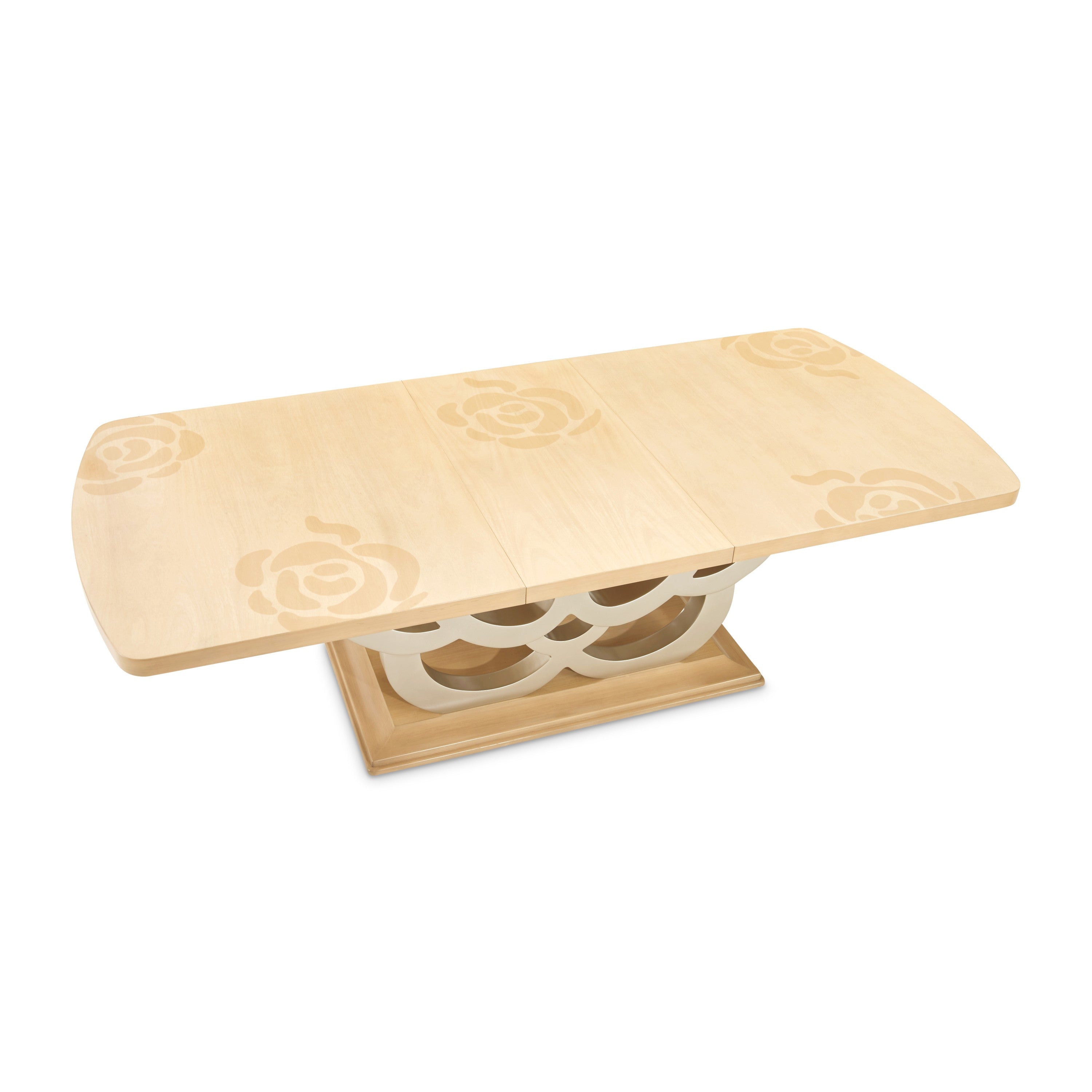Michael Amini Camellia Field Rectangular Pedestal Dining Table - Caramel