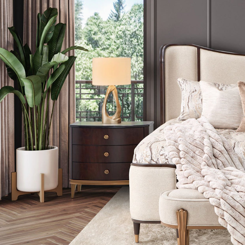 Michael Amini Camellia Field Caramel Nightstand