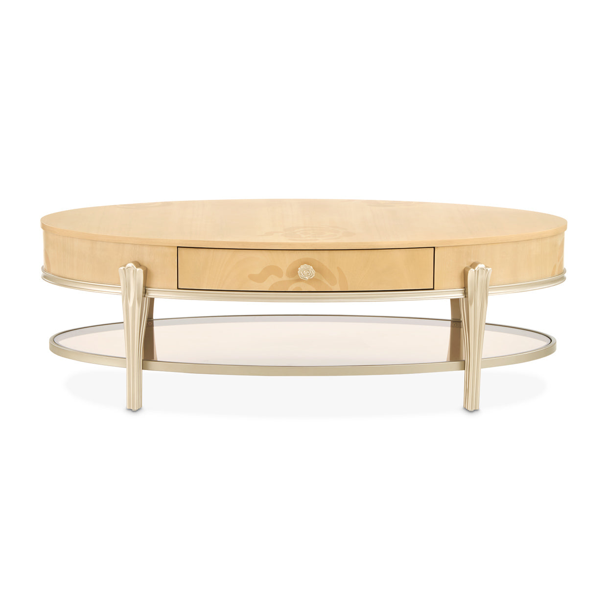 Michael Amini Camellia Field Caramel Oval Cocktail Table