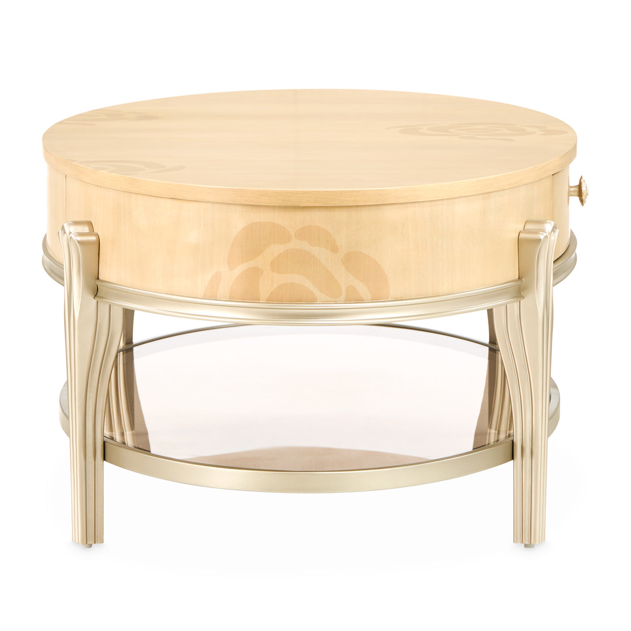Michael Amini Camellia Field Caramel Oval Cocktail Table