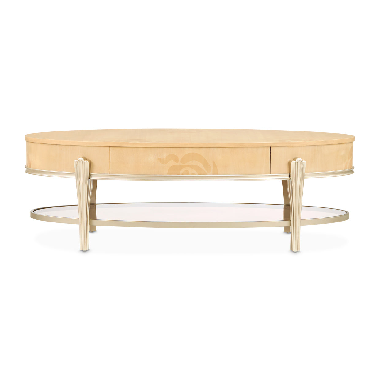 Michael Amini Camellia Field Caramel Oval Cocktail Table