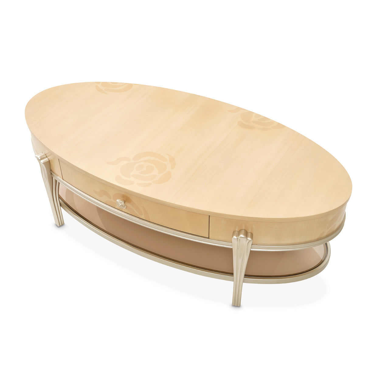 Michael Amini Camellia Field Caramel Oval Cocktail Table