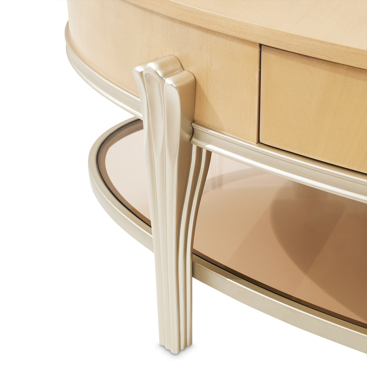 Michael Amini Camellia Field Caramel Oval Cocktail Table