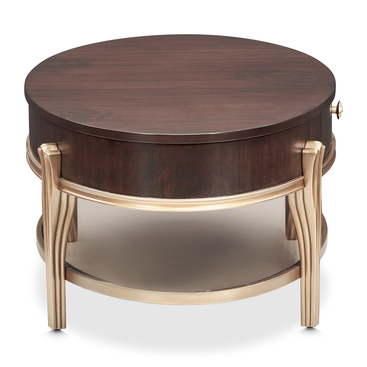 Michael Amini Camellia Field Caramel Oval Cocktail Table