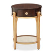 Michael Amini Camellia Field Caramel Round End Table w Drawer