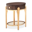 Michael Amini Camellia Field Caramel Round End Table w Drawer