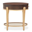 Michael Amini Camellia Field Caramel Round End Table w Drawer