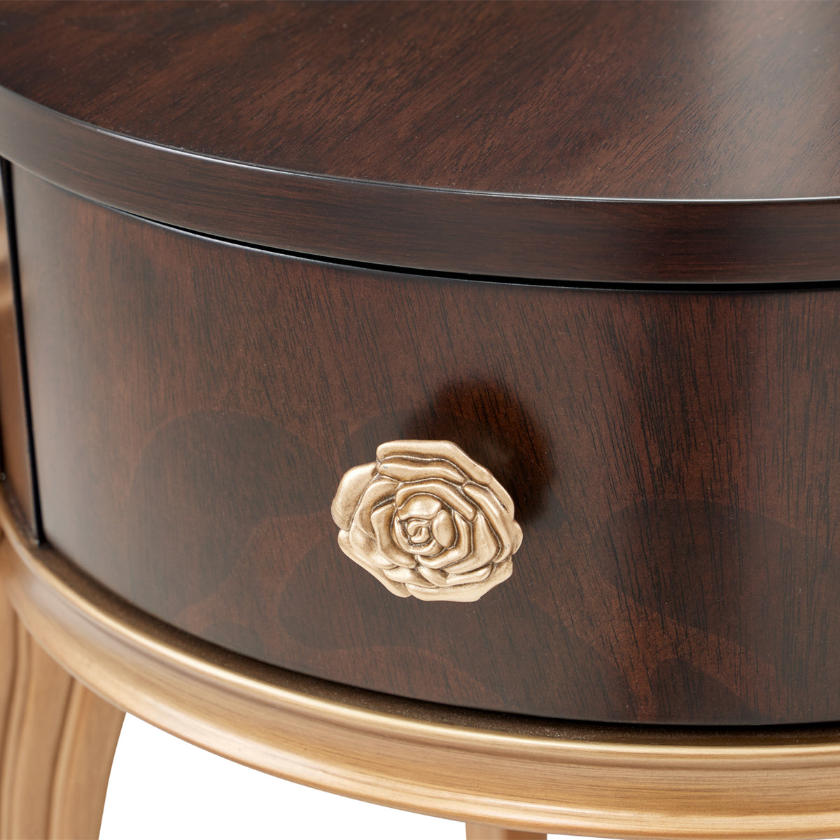 Michael Amini Camellia Field Caramel Round End Table w Drawer
