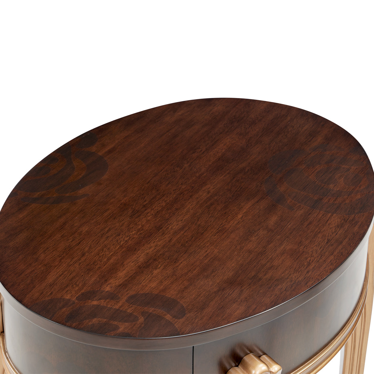Michael Amini Camellia Field Caramel Round End Table w Drawer