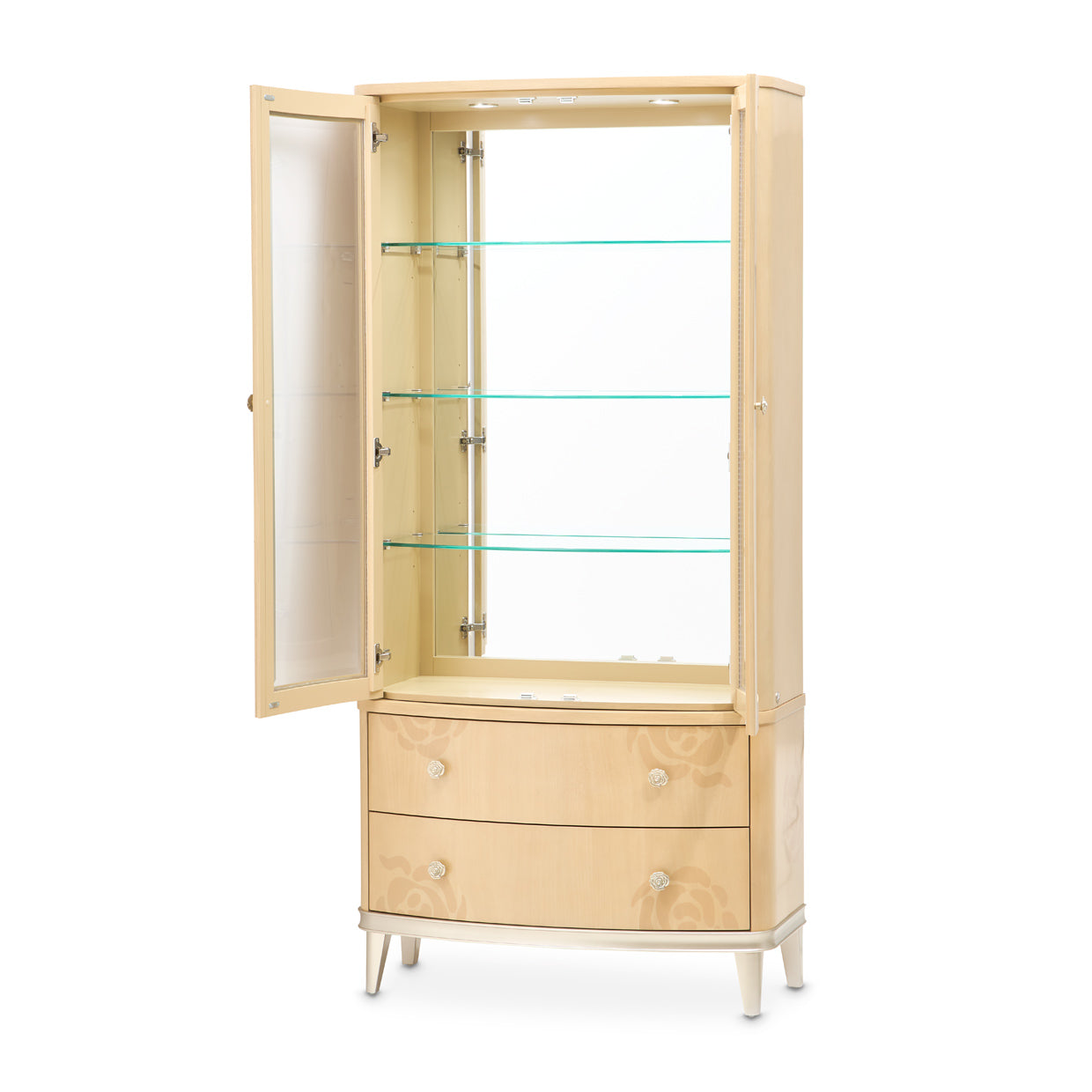 Michael Amini Camellia Field Caramel Display Cabinet