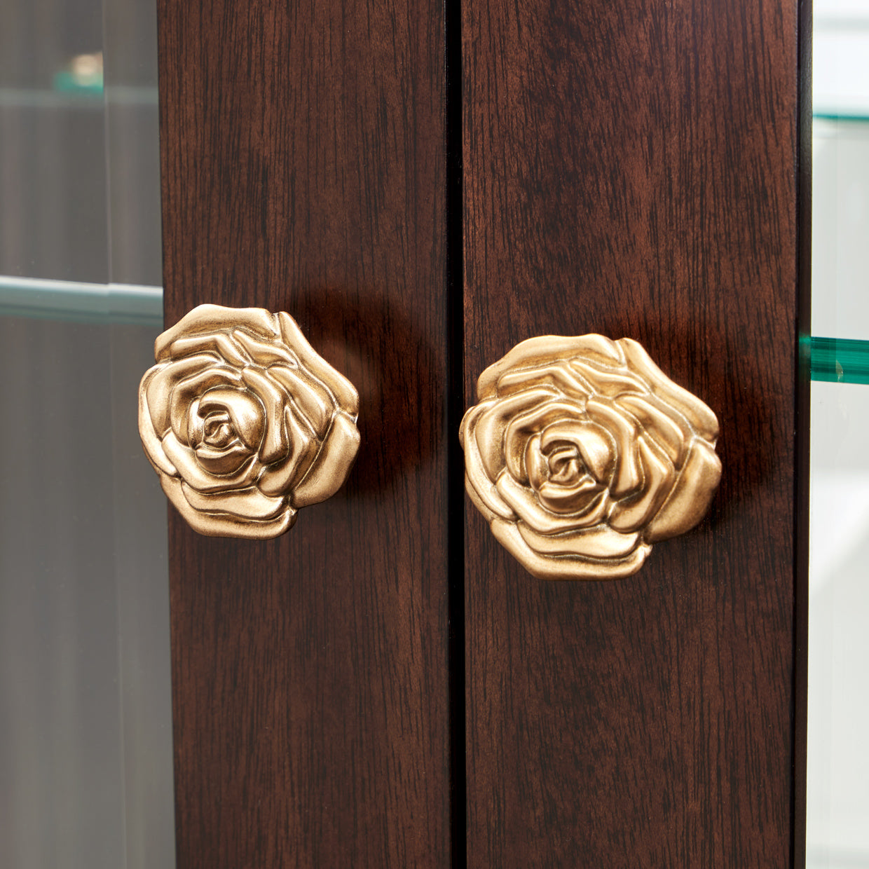 Michael Amini Camellia Field Caramel Display Cabinet