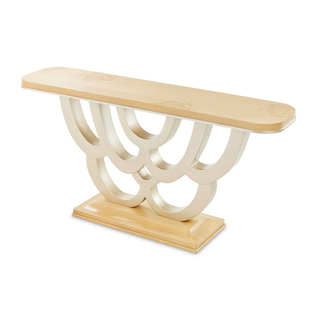 Michael Amini Camellia Field Caramel Console Table