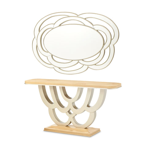Michael Amini Camellia Field Caramel Console Table w Mirror