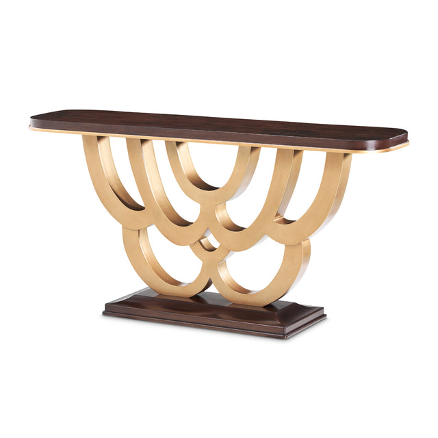 Michael Amini Camellia Field Caramel Console Table