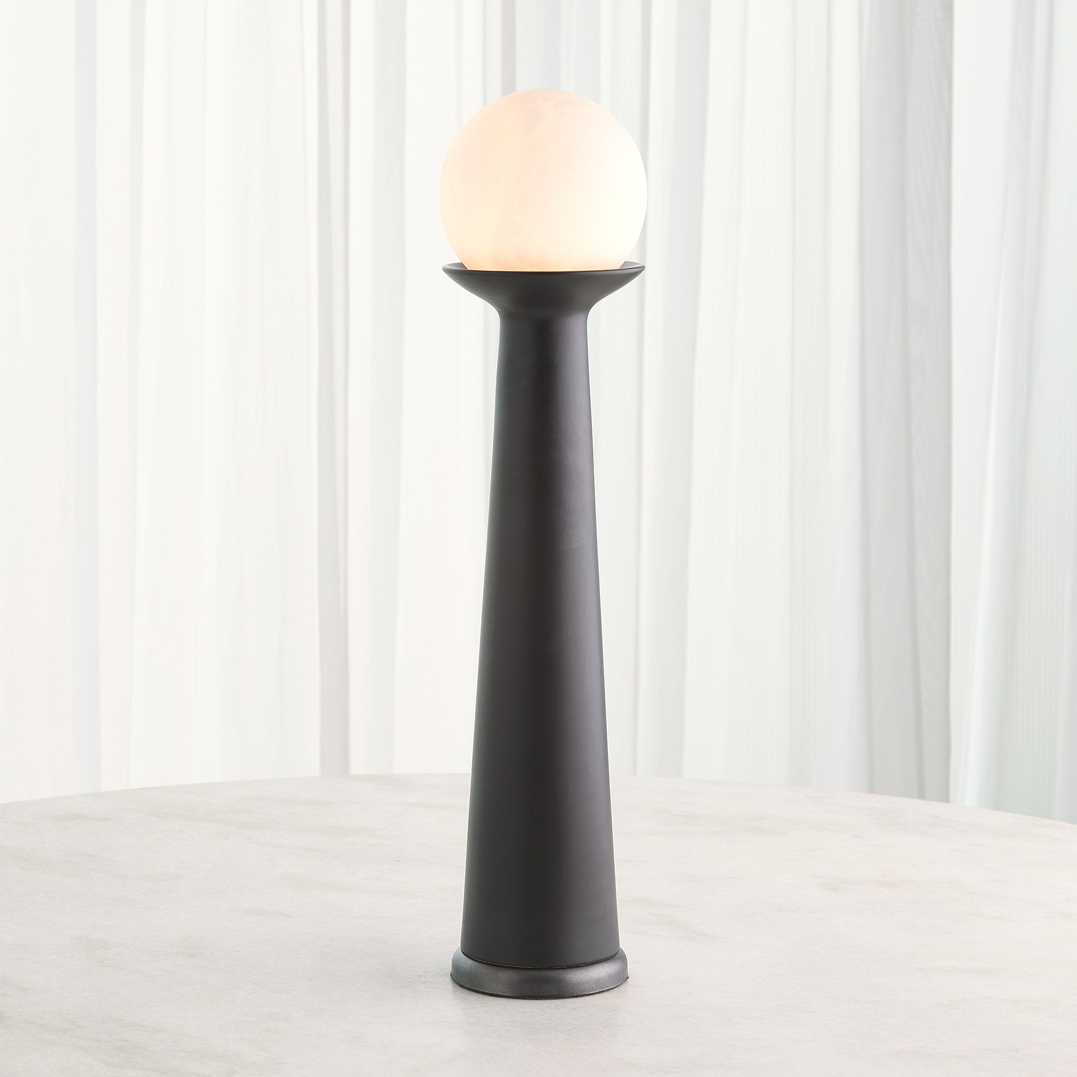 Global Views Alabaster Bulb Tower Lamp-Black